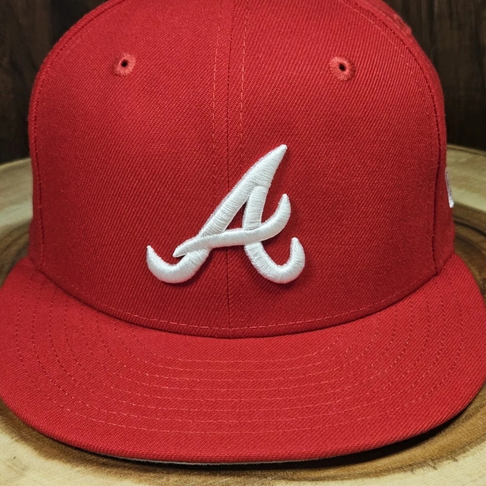 Atlanta Braves Hat ON-FIELD 59Fifty Fitted Hat Red MLB Cap Size 6 7/8